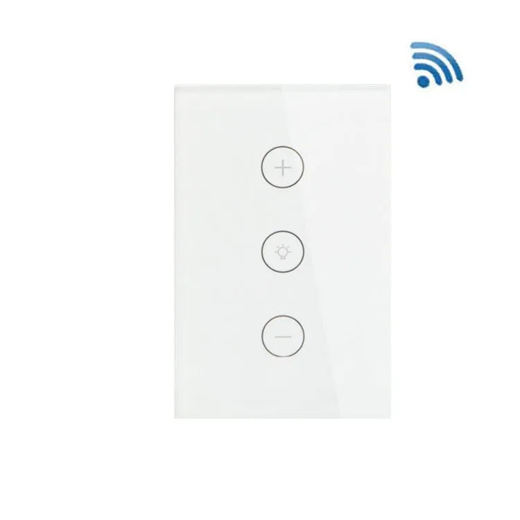 120-type smart dimmer switch with glass touch panel in black or white, showing WiFi and Alexa compatibility labels