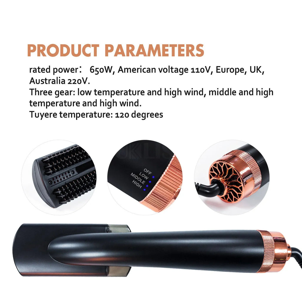 Black and pink hair styling comb with tourmaline ceramic heat conductor and temperature control