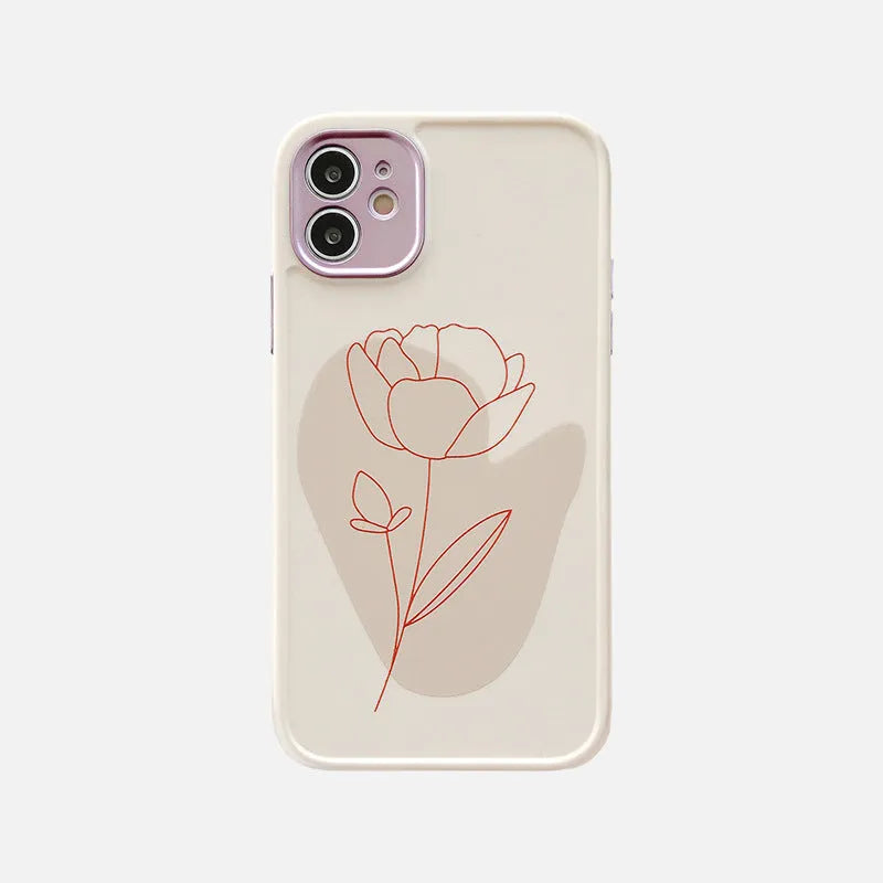 Vintage leaf flower phone case for iPhone with shockproof soft TPU back cover in geometric European American style