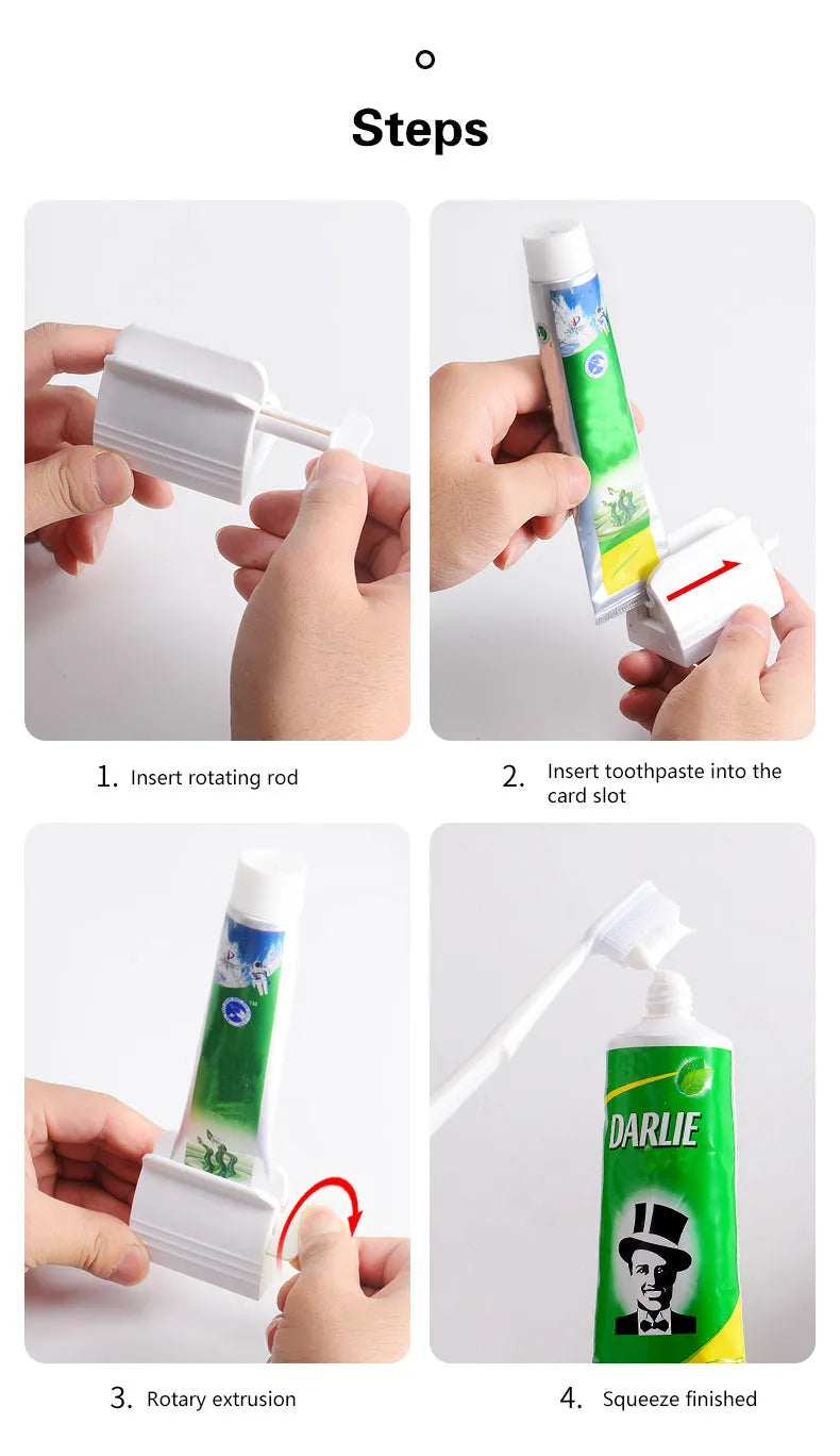 Large toothpaste squeezer in white ABS plastic with a toothpaste tube inserted
