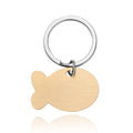 Personalised engraved stainless steel bone-shaped pet ID tag keychain in gold finish for cat or dog collar