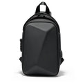 Men's black crossbody bag with waterproof anti-theft design fits 10.2-inch iPad and USB charging port