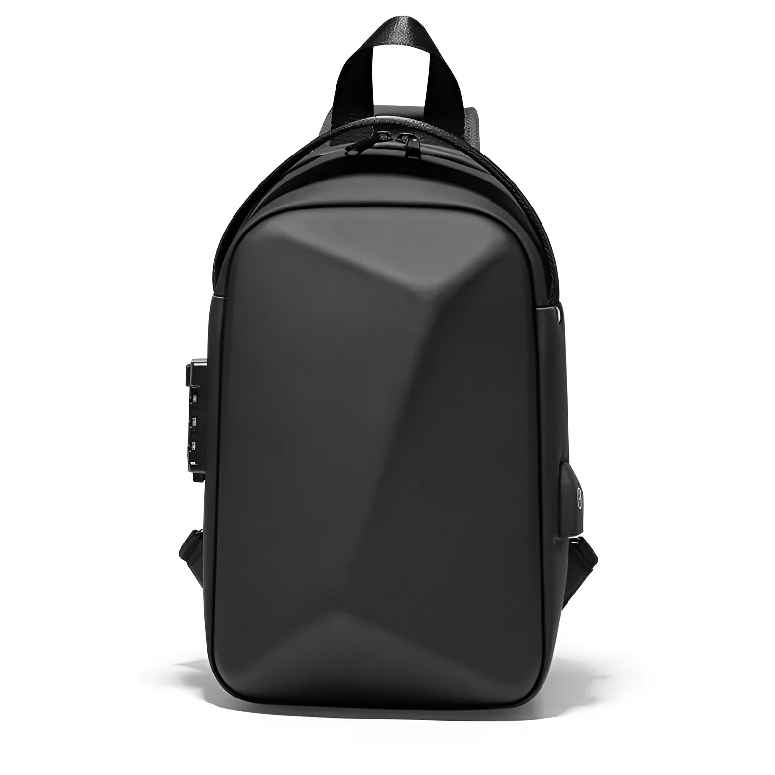 Men's black crossbody bag with waterproof anti-theft design fits 10.2-inch iPad and USB charging port