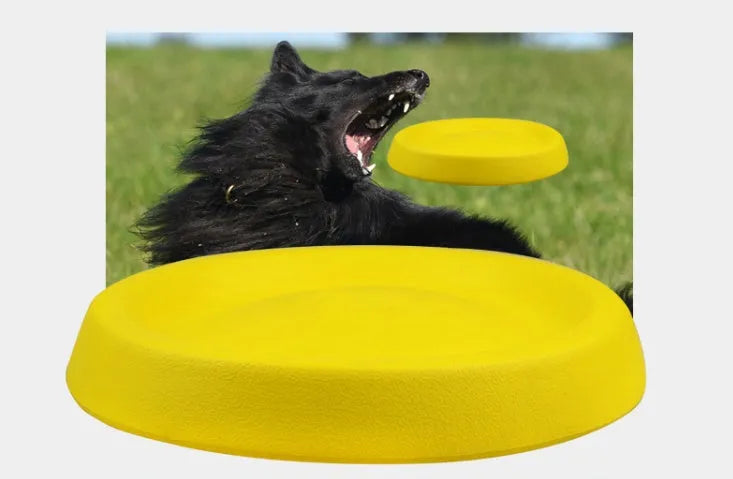 Yellow EVA plastic dog throwing toy for training and bonding activities