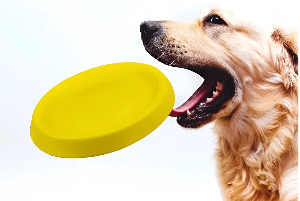 Yellow EVA plastic dog throwing toy for training and bonding activities
