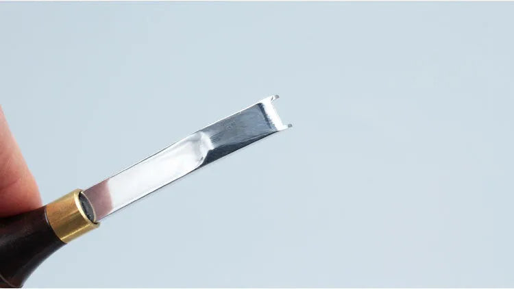 Sectional cutting wide shovel edge thinning knife with leather handle for barber thinning work