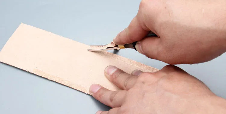 Sectional cutting wide shovel edge thinning knife with leather handle for barber thinning work