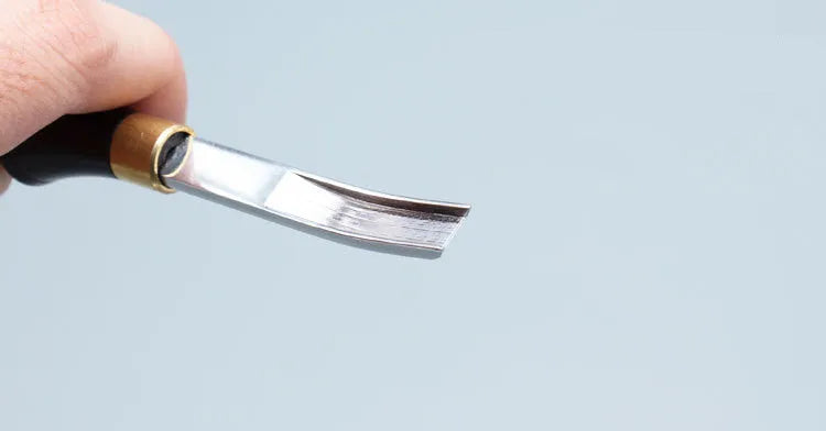 Sectional cutting wide shovel edge thinning knife with leather handle for barber thinning work