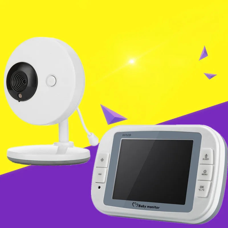 White 3.5 inch digital wireless baby monitor with UFO style camera and night vision capability