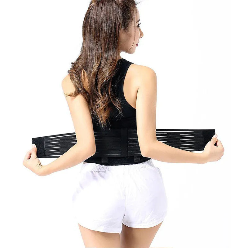 Self-heating magnetic waist protection belt in elastic cloth shown in black colour