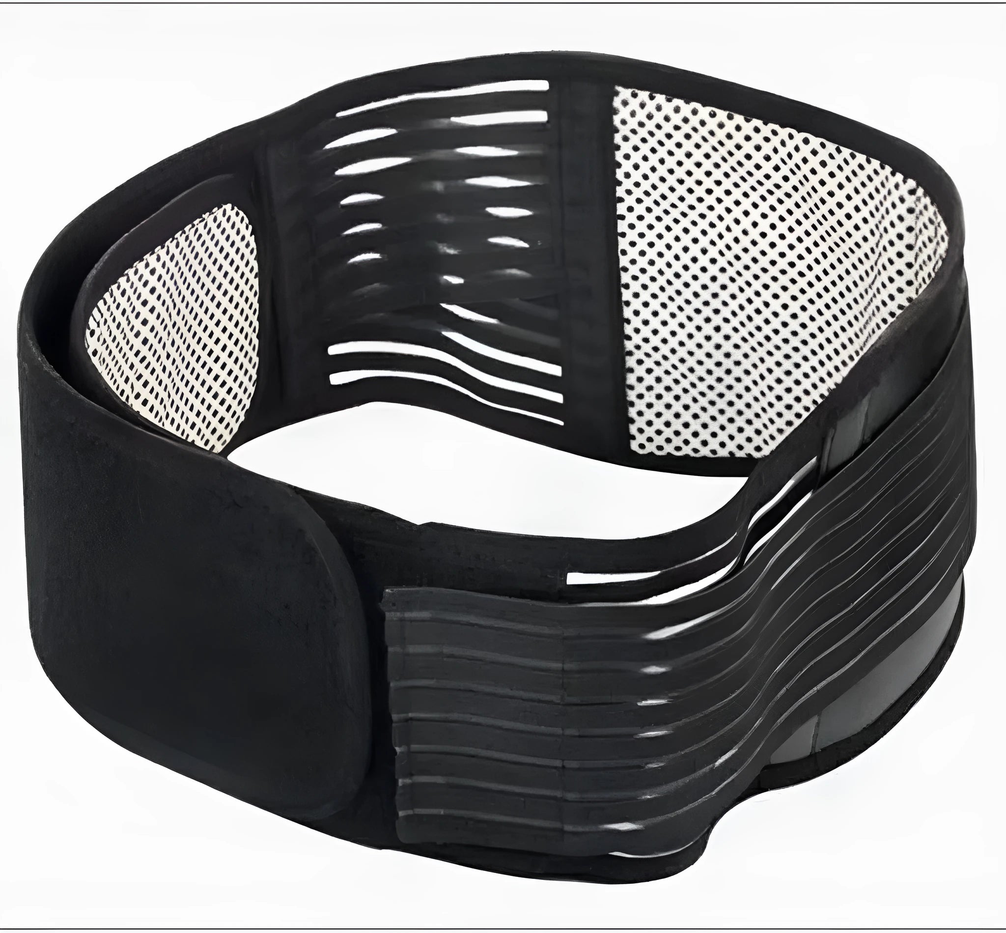 Self-heating magnetic waist protection belt in elastic cloth shown in black colour