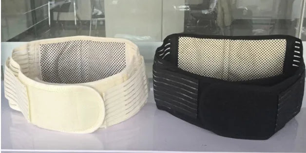 Self-heating magnetic waist protection belt in elastic cloth shown in black colour