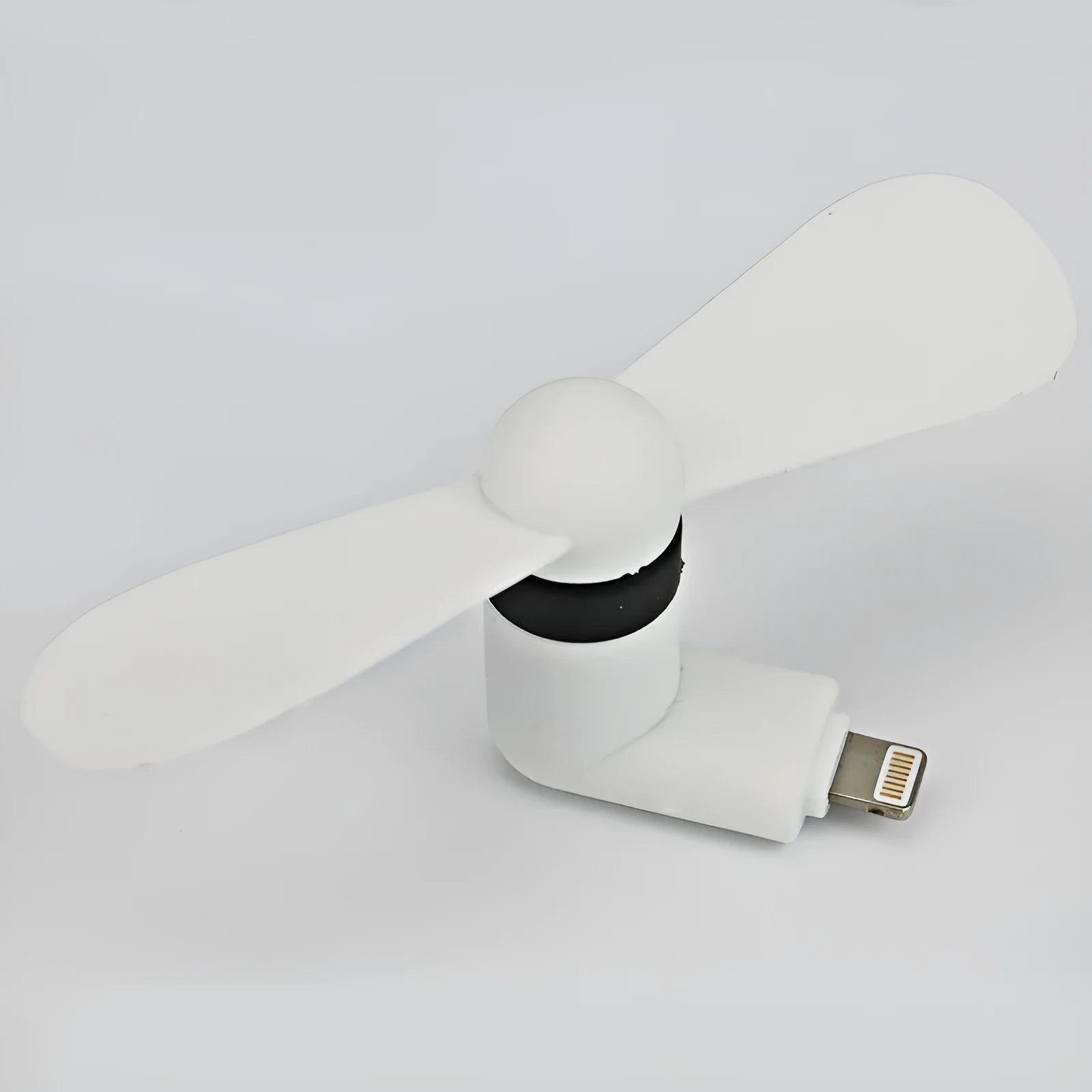Portable smartphone mini fan in six colours showing USB connector and plastic blades