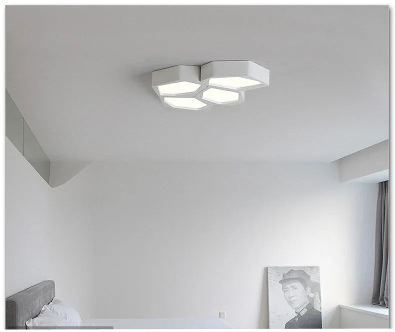 Geometric shaped iron wall light with remote control for dimming and colour changing