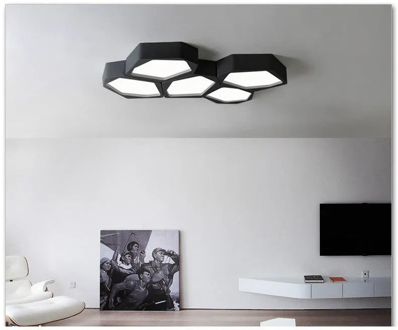 Geometric shaped iron wall light with remote control for dimming and colour changing