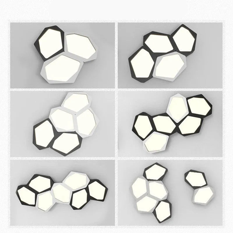 Geometric shaped iron wall light with remote control for dimming and colour changing