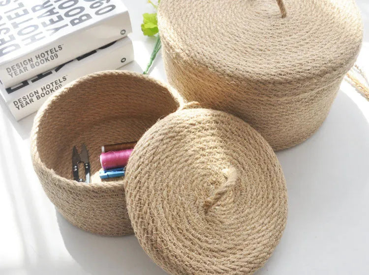Japanese-style linen underwear storage box with dustproof fabric cover in three sizes