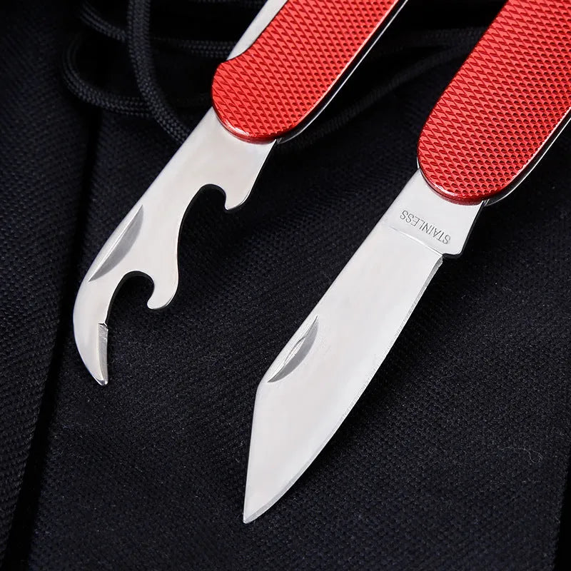 Outdoor portable gift knife stainless steel multifunctional foldable camping cutlery set with spoon fork and knife