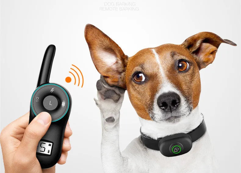 Black and orange waterproof remote dog training collar with rechargeable unit for bark control.