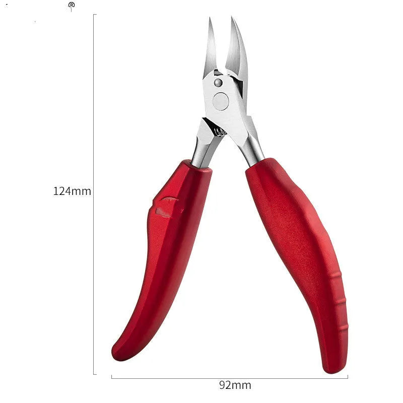 Stainless steel nail clippers with coloured ABS plastic handle and dead skin scissors