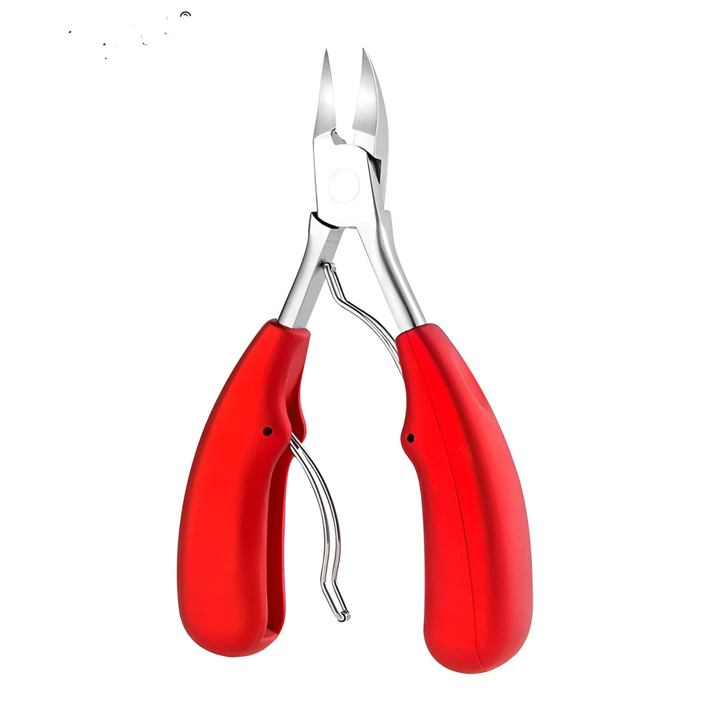 Stainless steel nail clippers with coloured ABS plastic handle and dead skin scissors