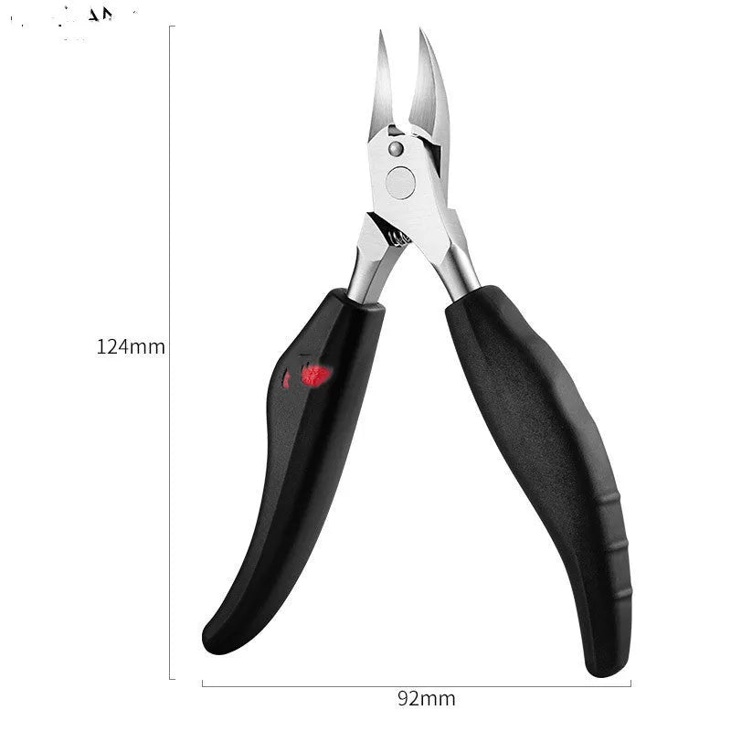 Stainless steel nail clippers with coloured ABS plastic handle and dead skin scissors