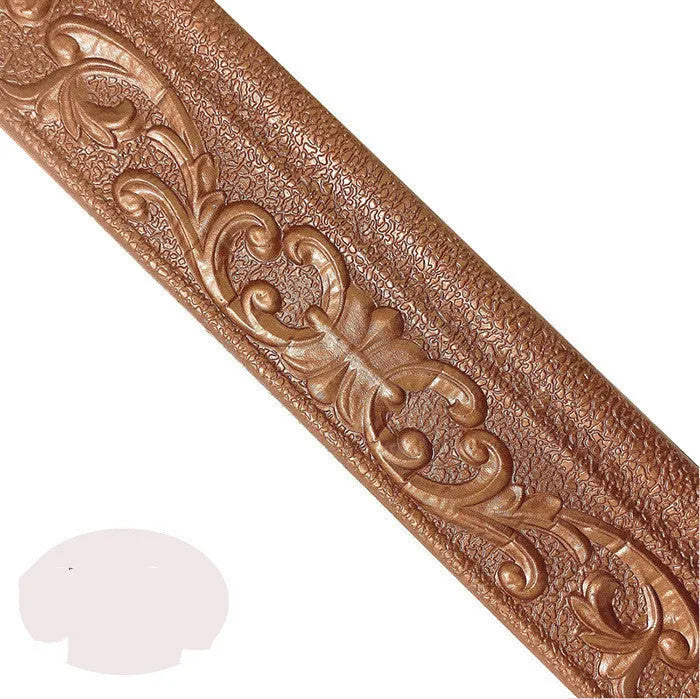 Self-adhesive decorative skirting line border with grid pattern for wall waistline protection