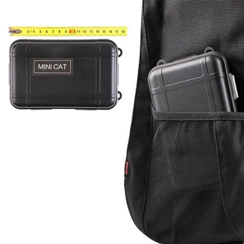 Black stainless steel 13-piece outdoor survival tool set with shockproof case, compass, and flashlight