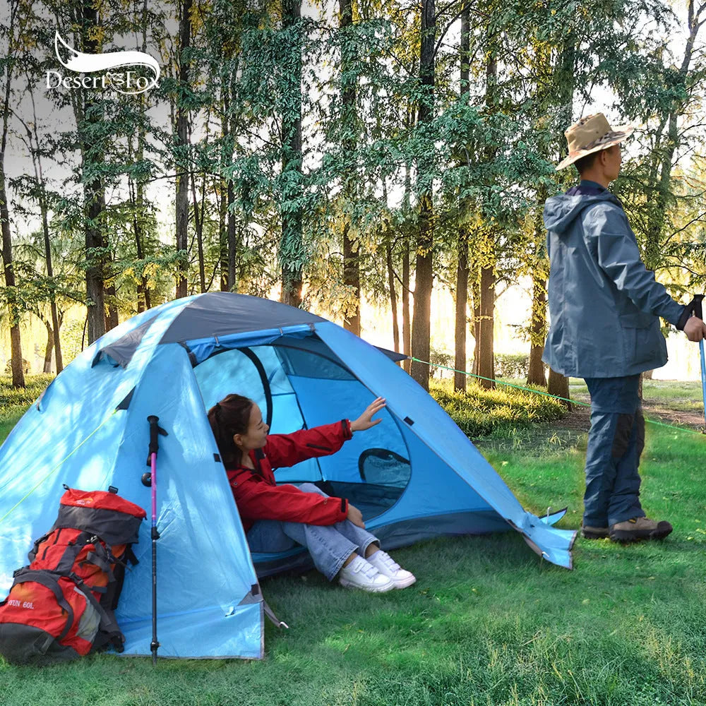 Desert Fox double love aluminum tent in sky blue with snow skirt for camping