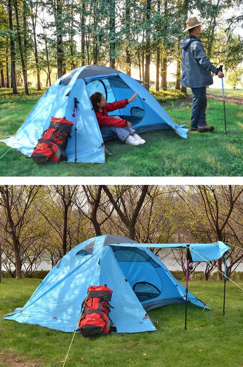 Desert Fox double love aluminum tent in sky blue with snow skirt for camping
