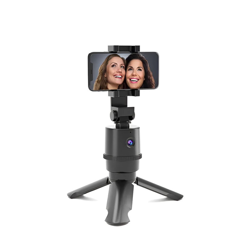 360-degree intelligent tracking pan tilt bracket holding a mobile phone for AI filming.
