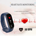 M3 Smart Bracelet with colour screen showing fitness metrics on wrist