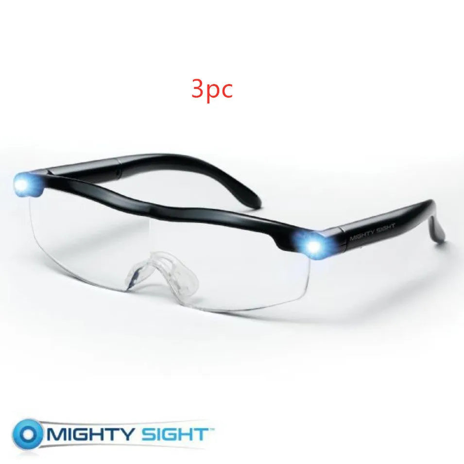 Transparent black USB LED reading glasses with scheduled timer function