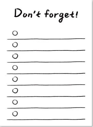 Compact student memo pad showing eight page styles including checklist and weekly plan formats