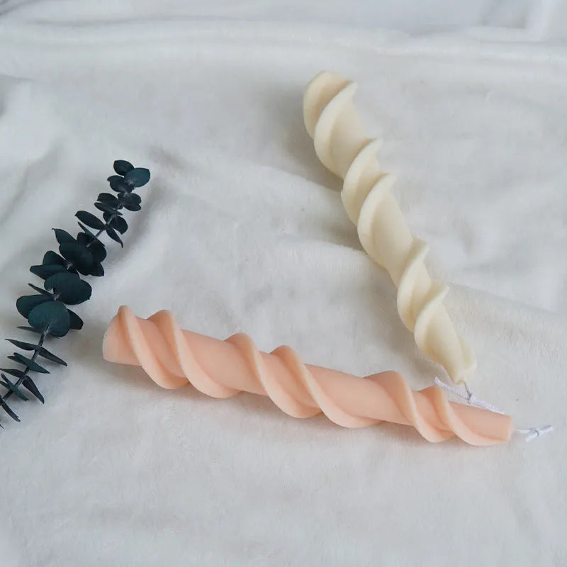 Silicone candle mould with rotating spiral lace pattern for DIY wax crafting