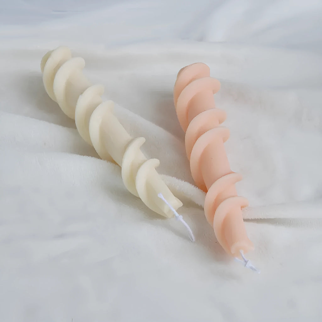 Silicone candle mould with rotating spiral lace pattern for DIY wax crafting