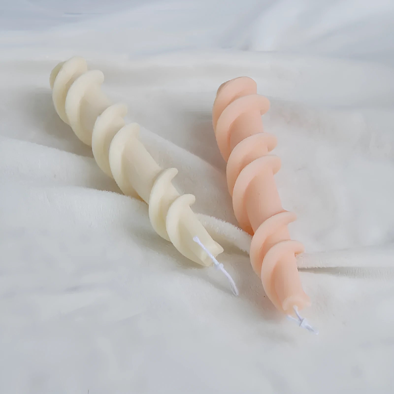 Silicone candle mould with rotating spiral lace pattern for DIY wax crafting