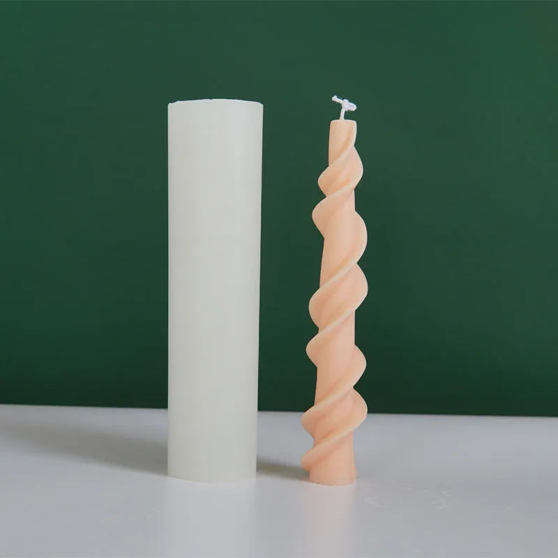 Silicone candle mould with rotating spiral lace pattern for DIY wax crafting