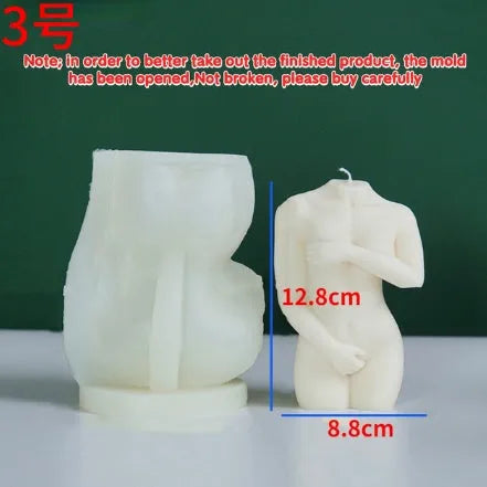 Silicone female body candle mould showing three shy female design variations for DIY crafts