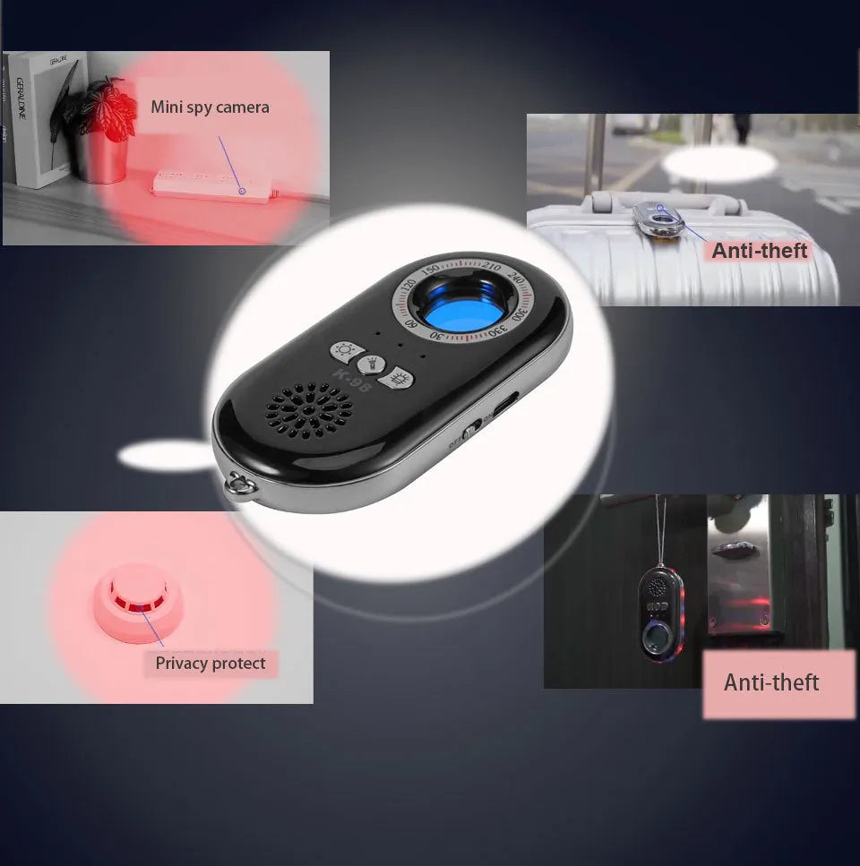 Compact rectangular wireless security alarm detector with USB port on a flat surface.