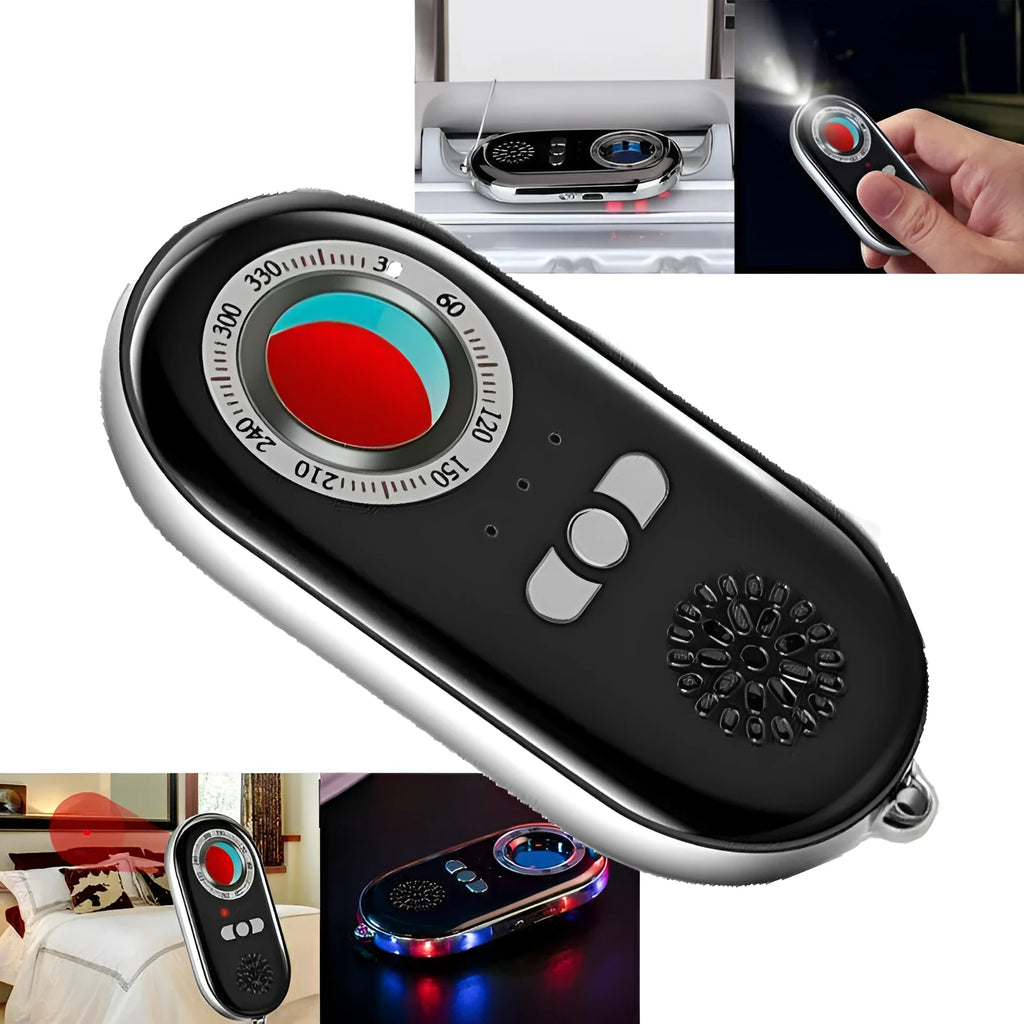 Compact rectangular wireless security alarm detector with USB port on a flat surface.