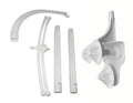 White plastic baby stroller ornament bracket measuring 95cm high and 17cm wide for attaching toys