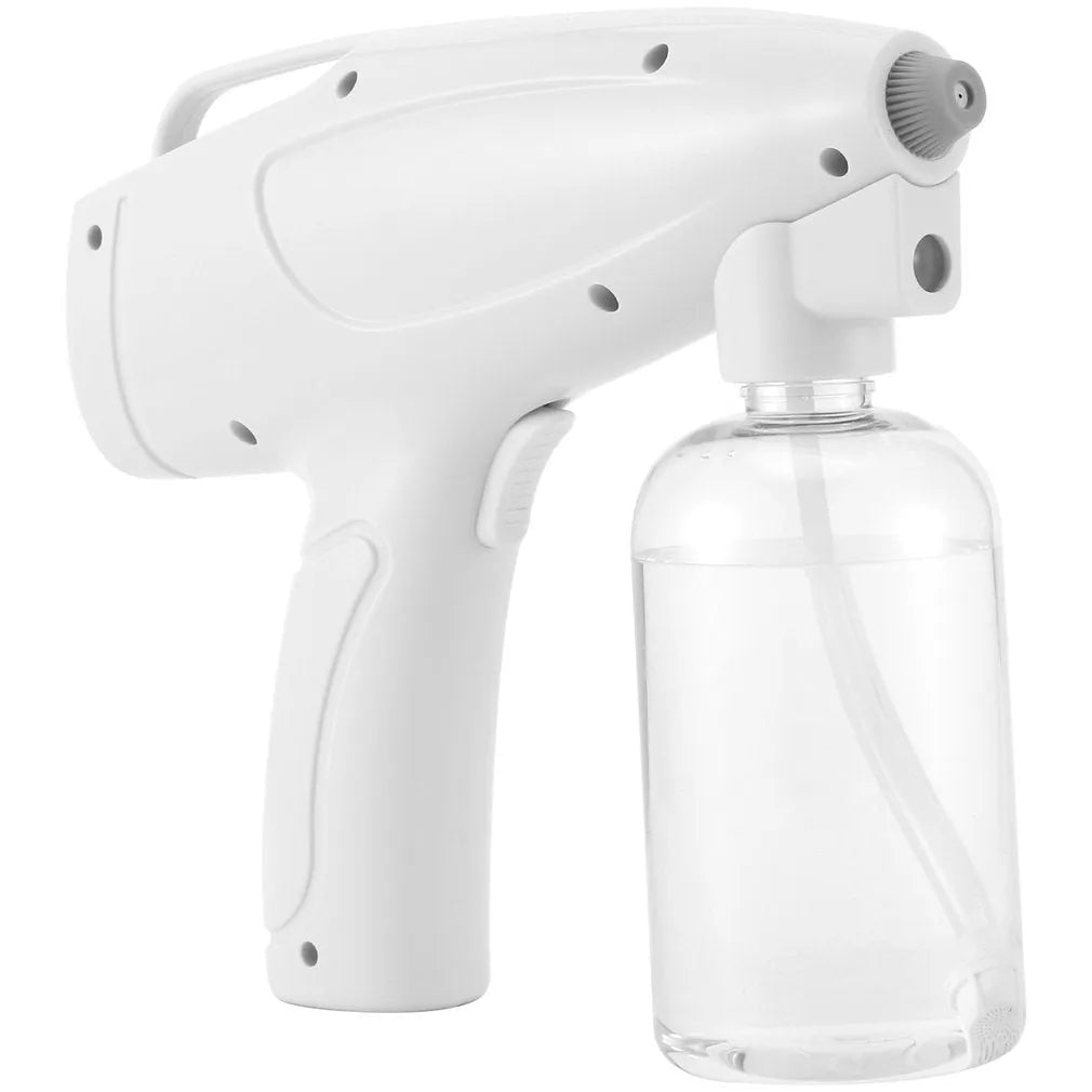 White handheld wireless electric disinfection spray gun with USB-C charging port.