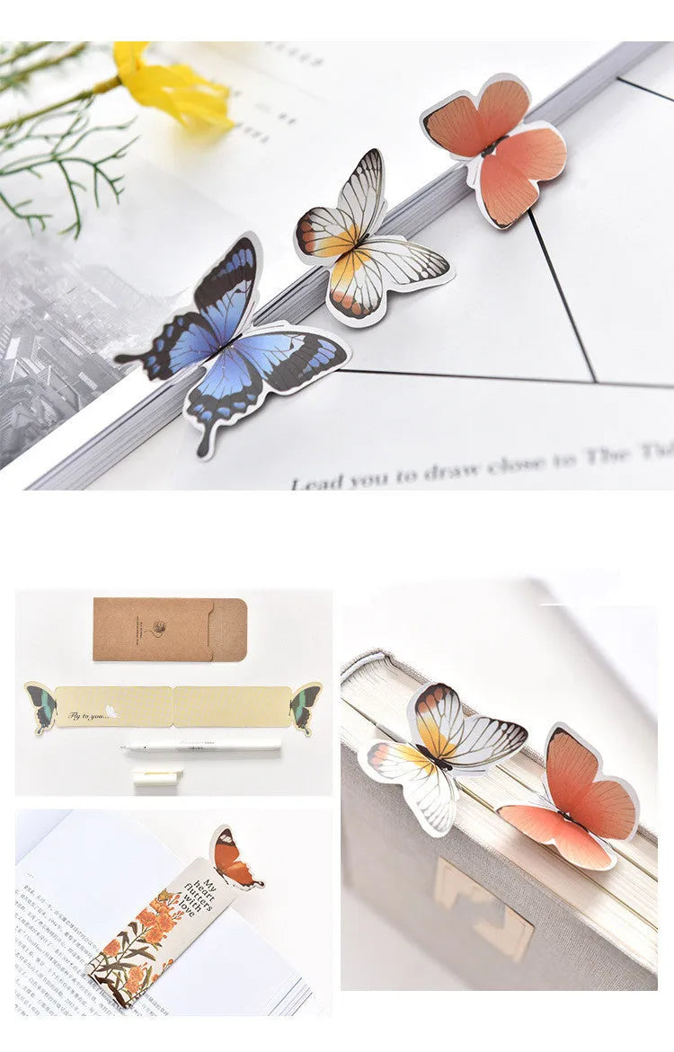 A paper butterfly bookmark measuring 13.5 by 5.5 centimetres.