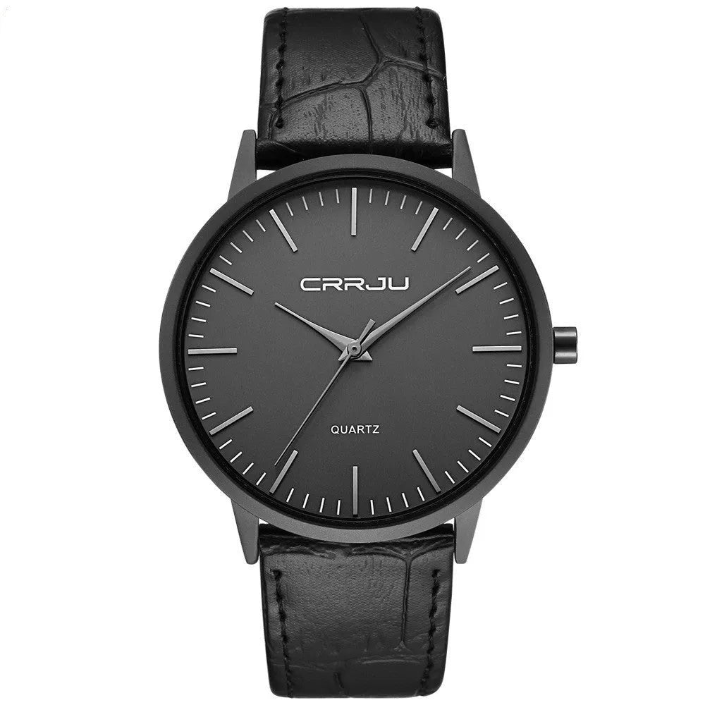 Casual quartz wristwatch with alloy case and choice of black or gold mesh or leather strap.