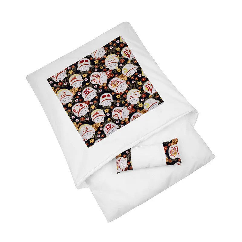 Warm semi-enclosed cat bed with removable washable quilt, cloth cave design for small to large cats
