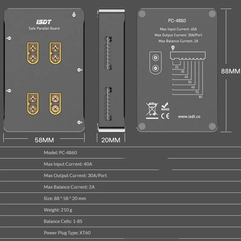 Grey parallel charging board accessory for Astor RC aircraft.