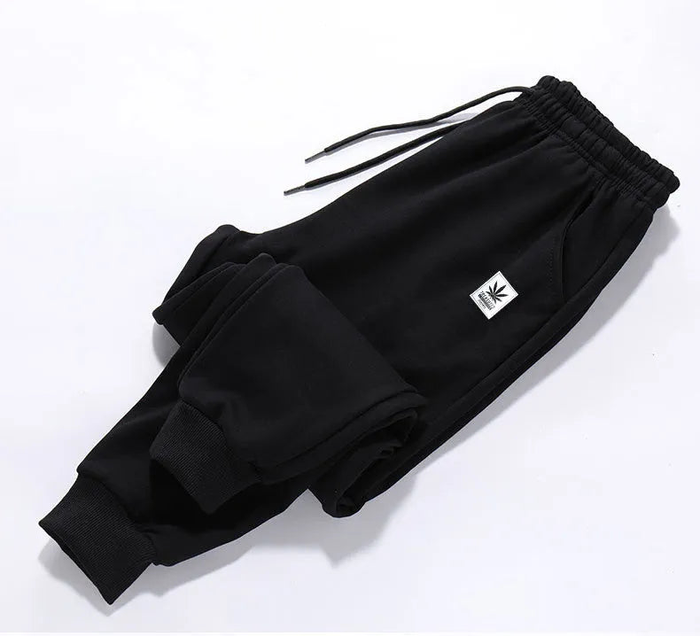 Loose fit polyester casual trousers for teenagers in alphabet blue with mid-waist tether closure