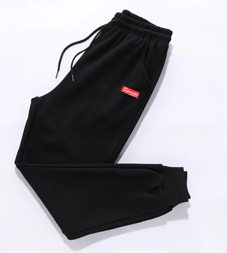 Loose fit polyester casual trousers for teenagers in alphabet blue with mid-waist tether closure