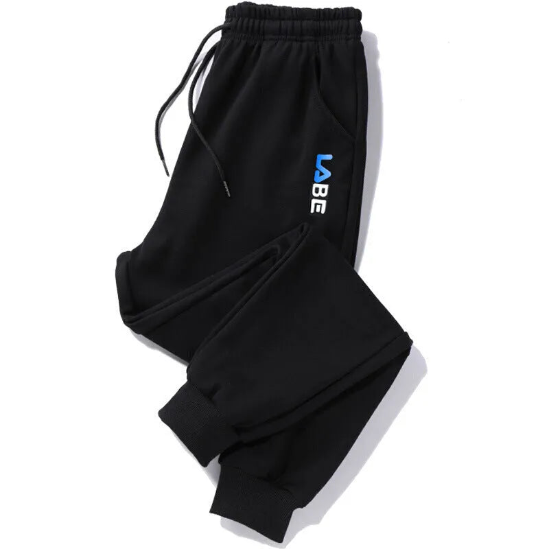 Loose fit polyester casual trousers for teenagers in alphabet blue with mid-waist tether closure